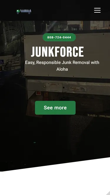 Mobile screenshot of the Junk Force web page